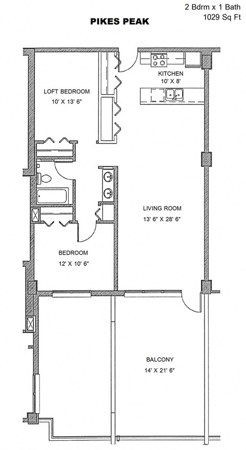 Residences at Capitol Heights Apartment Homes in Denver, Colorado Pikes Peak Floor Plan